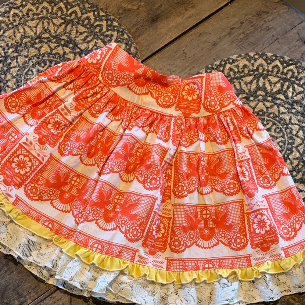 Magpie and Mabel Vibrant Orange and Yellow Skirt